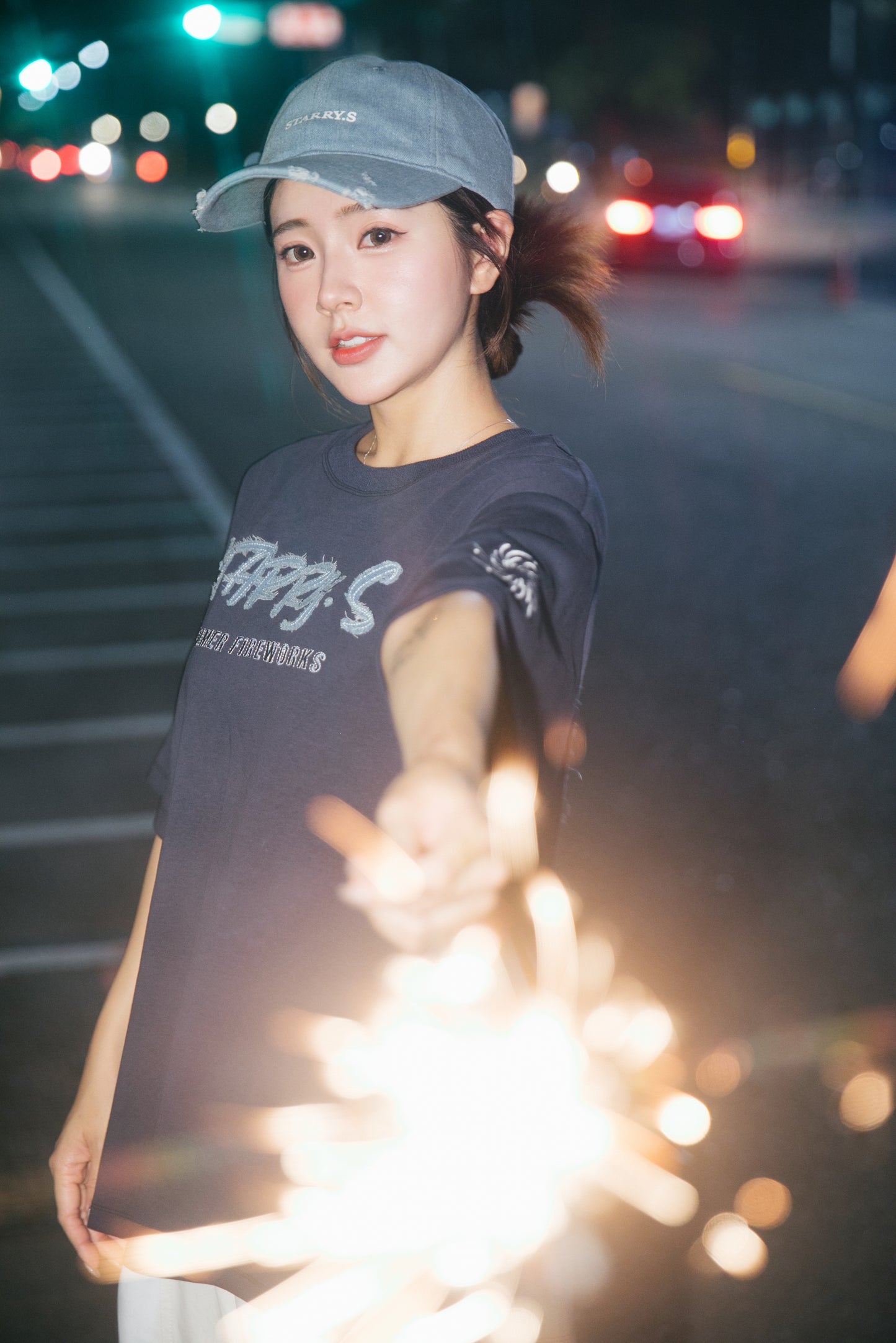 花火－單寧拼布短T SUMMER FIREWORKS DENIM PATCHWORK TEE 單寧藍