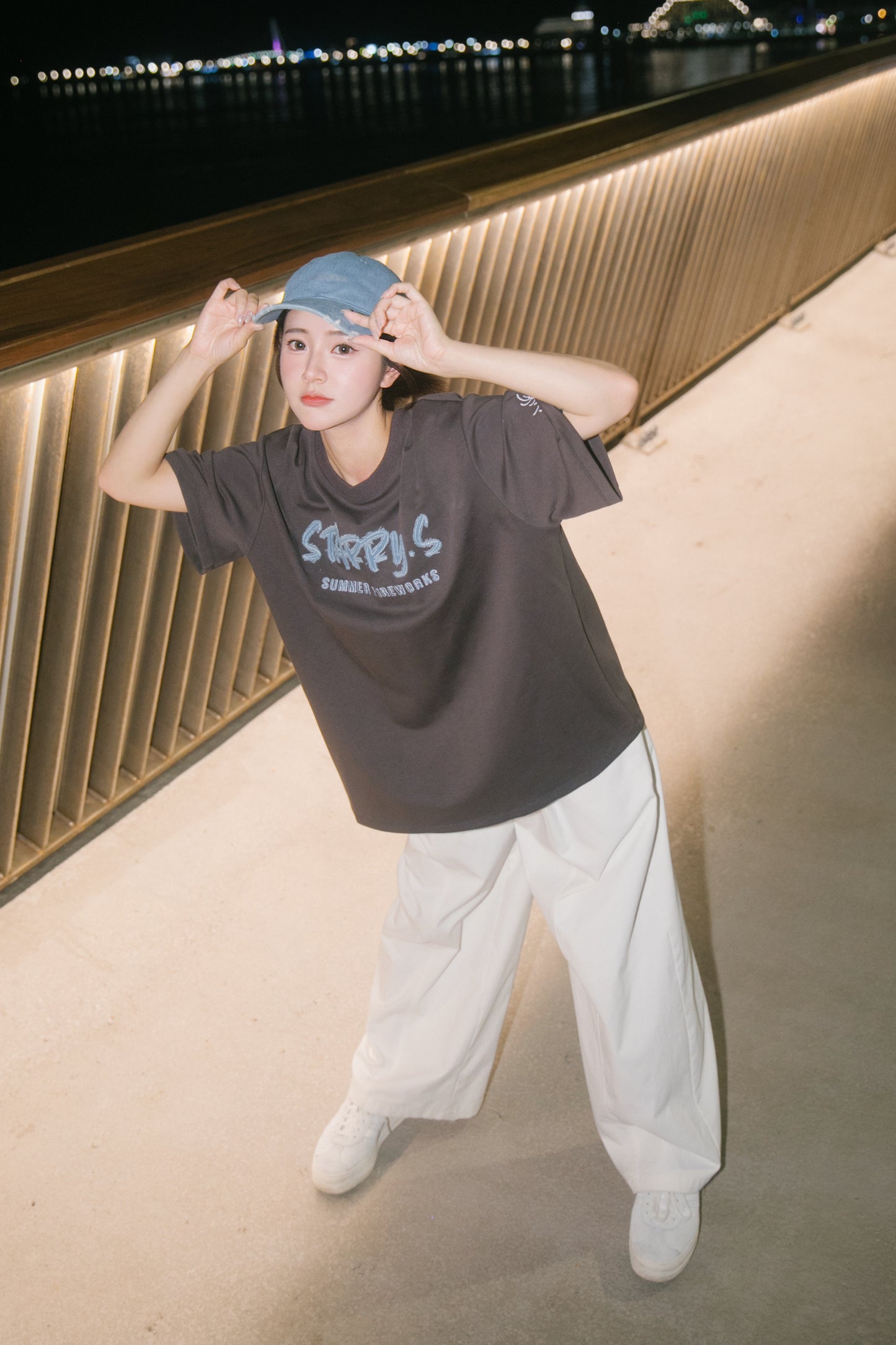 花火－單寧拼布短T SUMMER FIREWORKS DENIM PATCHWORK TEE 深灰