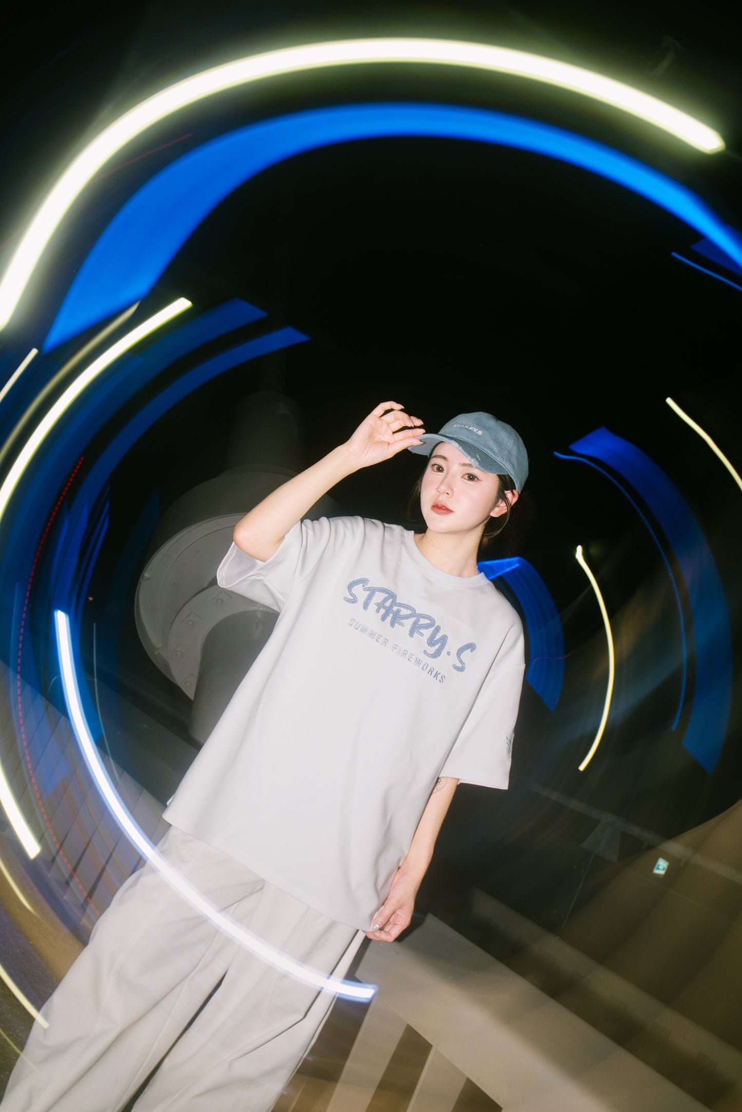 花火－單寧拼布短T SUMMER FIREWORKS DENIM PATCHWORK TEE 白