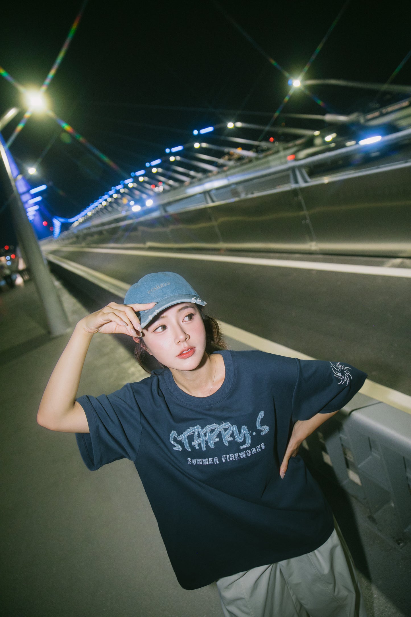 花火－單寧拼布短T SUMMER FIREWORKS DENIM PATCHWORK TEE 單寧藍