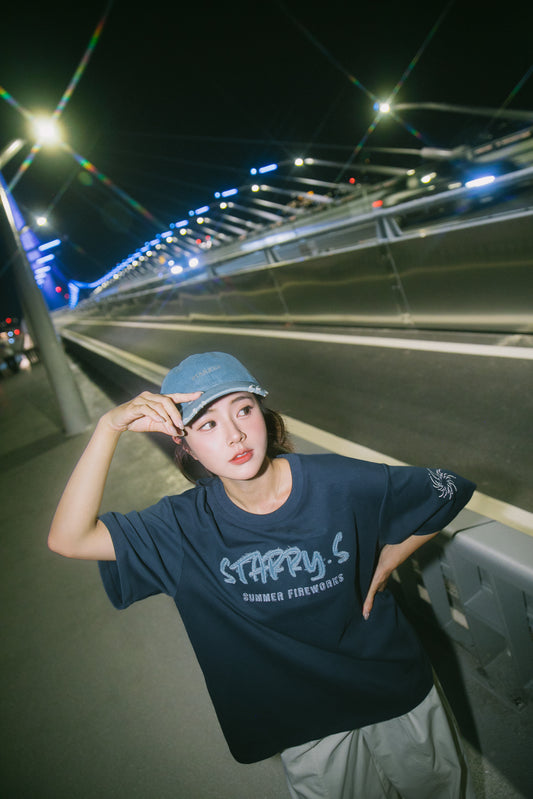 花火－單寧拼布短T SUMMER FIREWORKS DENIM PATCHWORK TEE 單寧藍