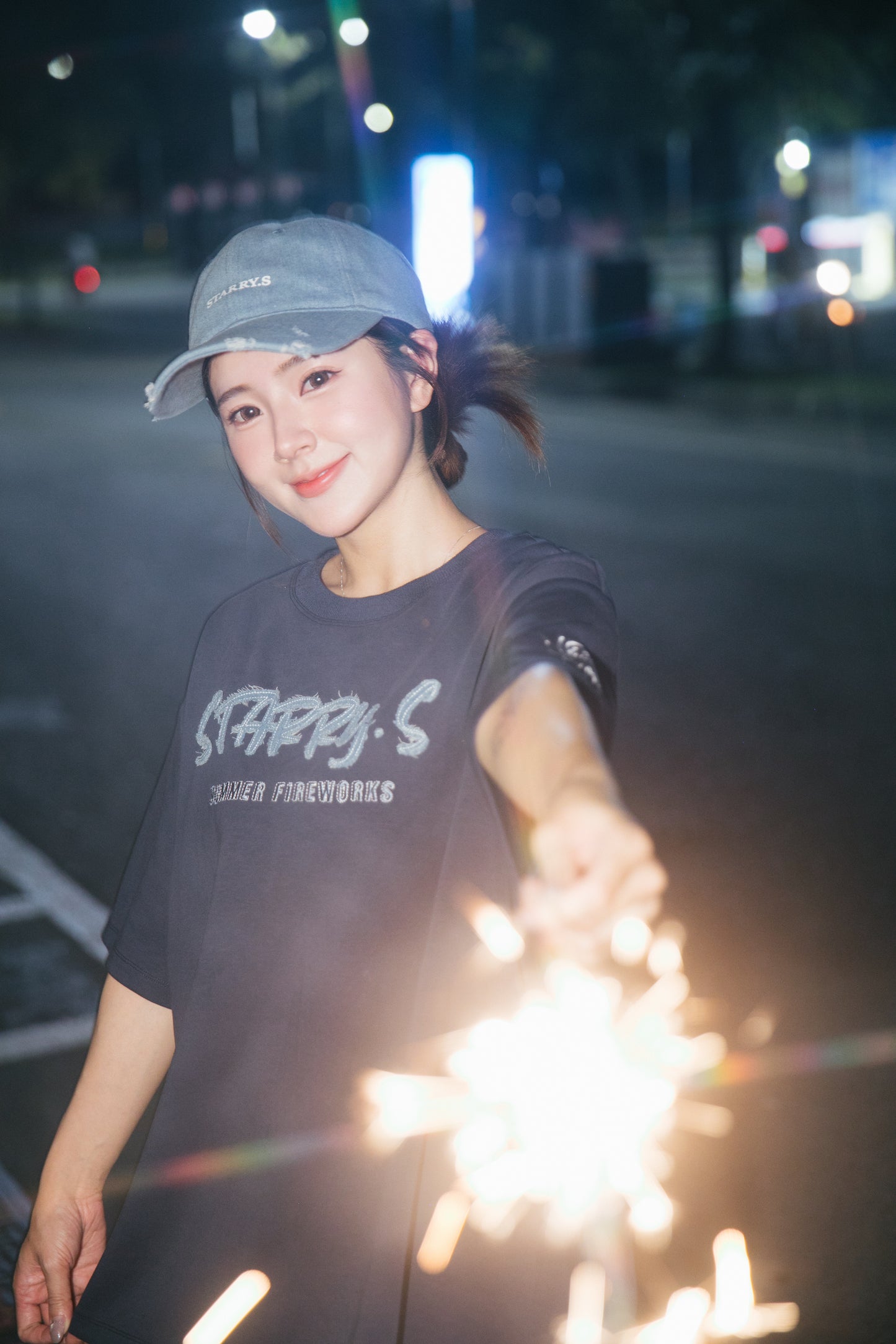 花火－單寧拼布短T SUMMER FIREWORKS DENIM PATCHWORK TEE 單寧藍