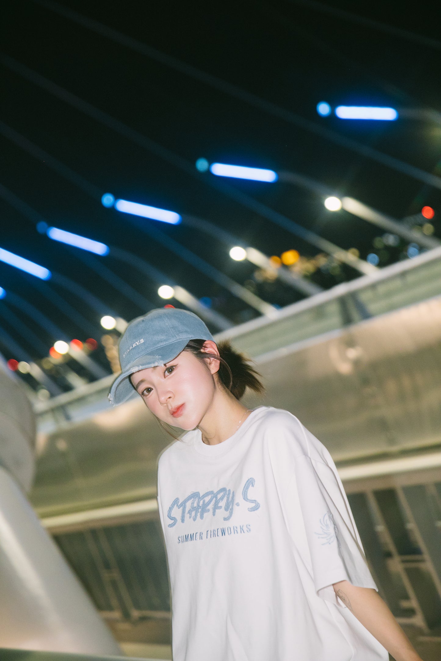 花火－單寧拼布短T SUMMER FIREWORKS DENIM PATCHWORK TEE 白