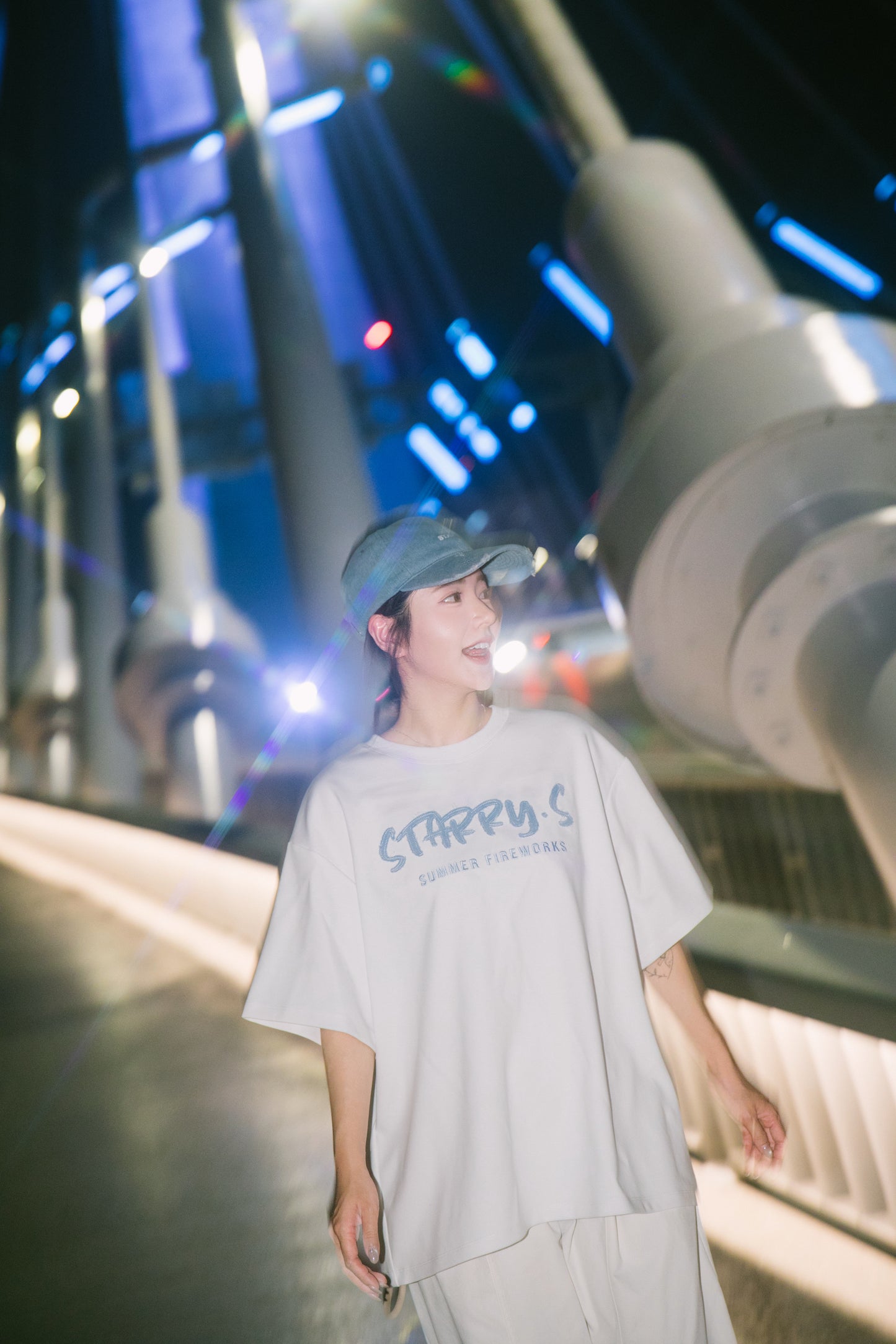 花火－單寧拼布短T SUMMER FIREWORKS DENIM PATCHWORK TEE 白