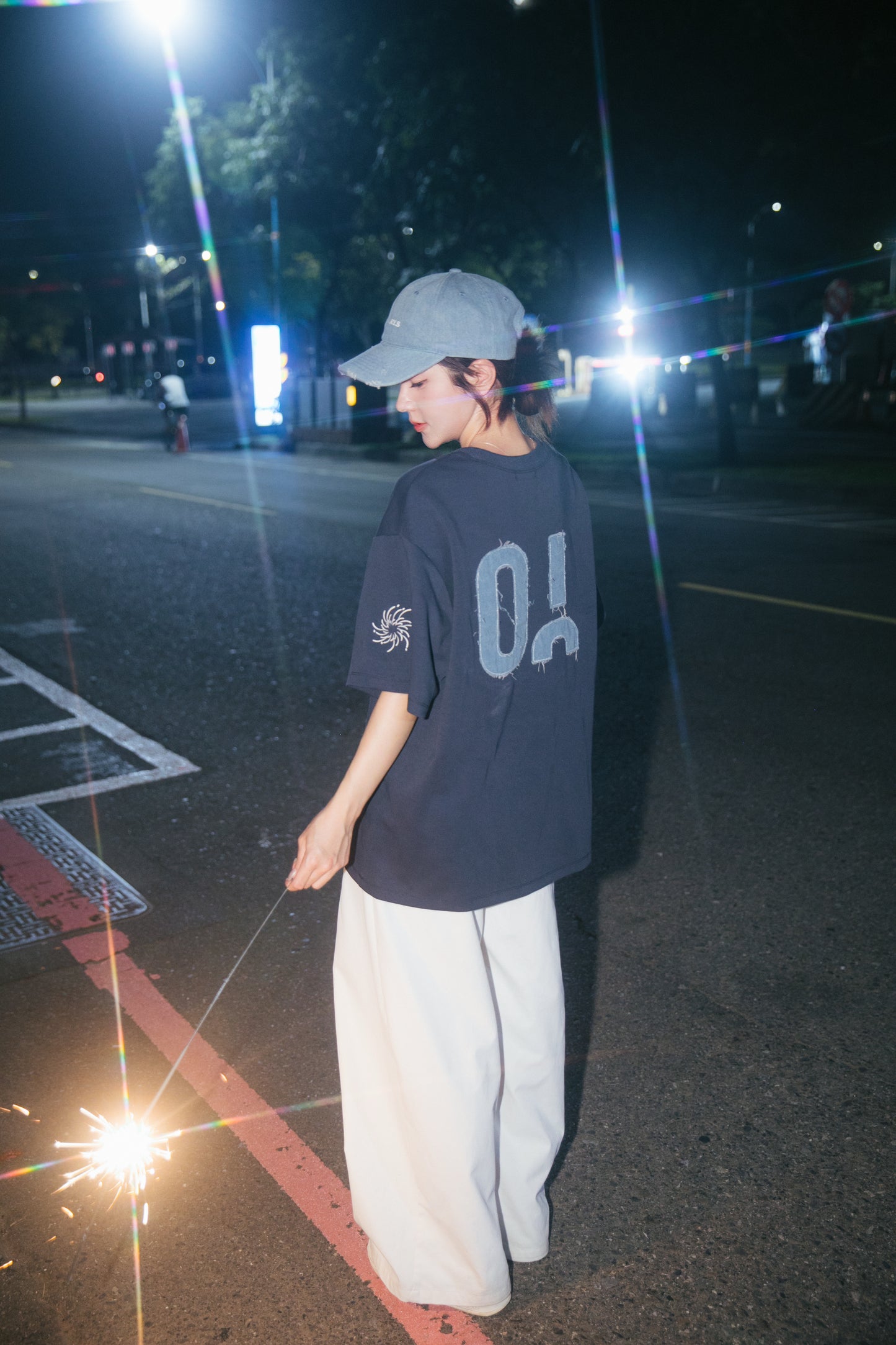 花火－單寧拼布短T SUMMER FIREWORKS DENIM PATCHWORK TEE 單寧藍