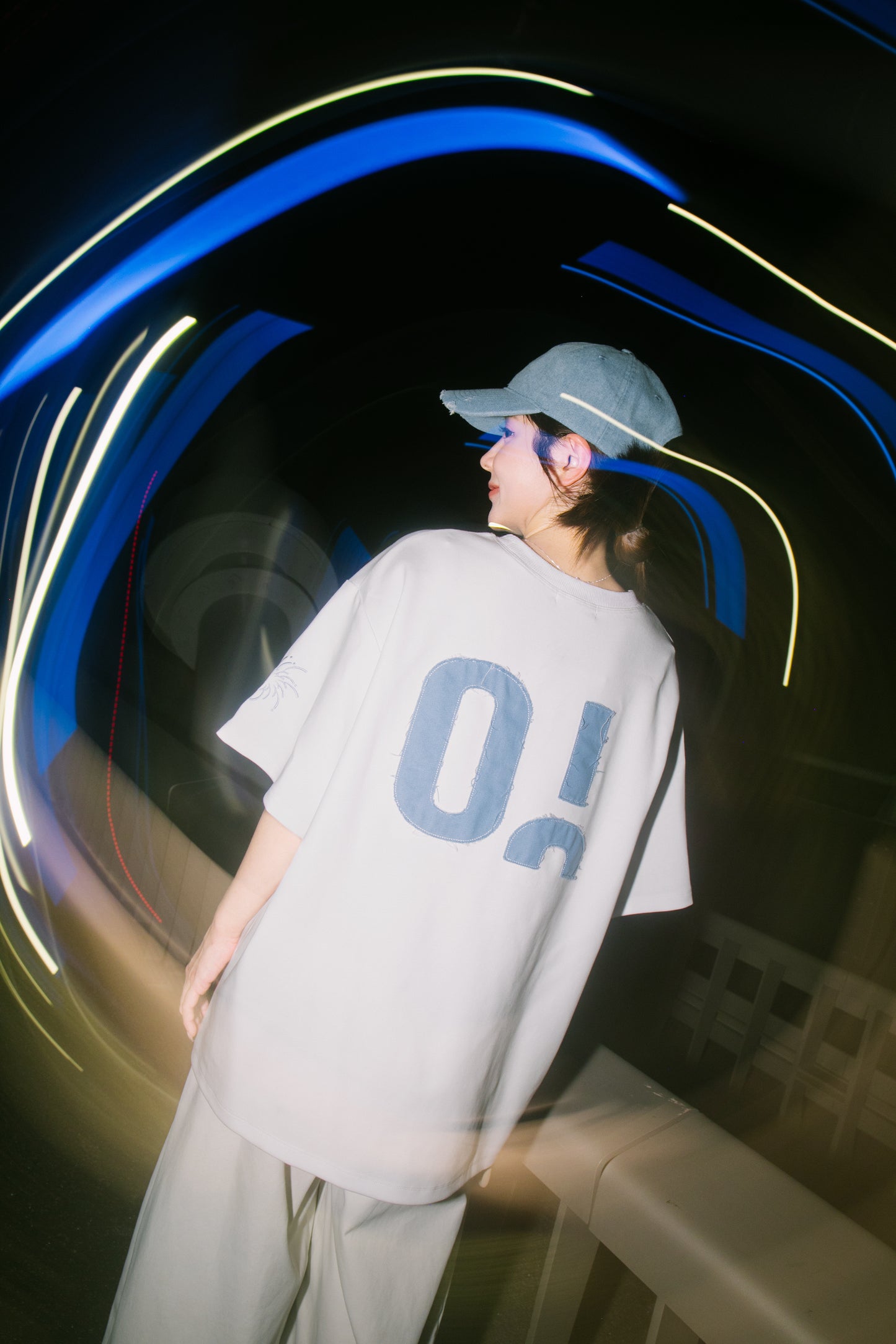 花火－單寧拼布短T SUMMER FIREWORKS DENIM PATCHWORK TEE 白