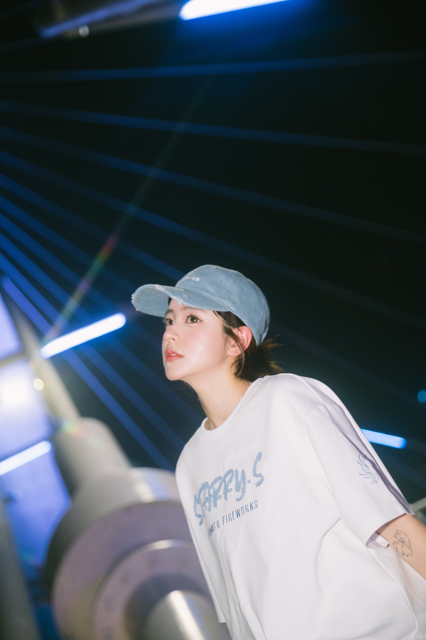 花火－單寧拼布短T SUMMER FIREWORKS DENIM PATCHWORK TEE 白
