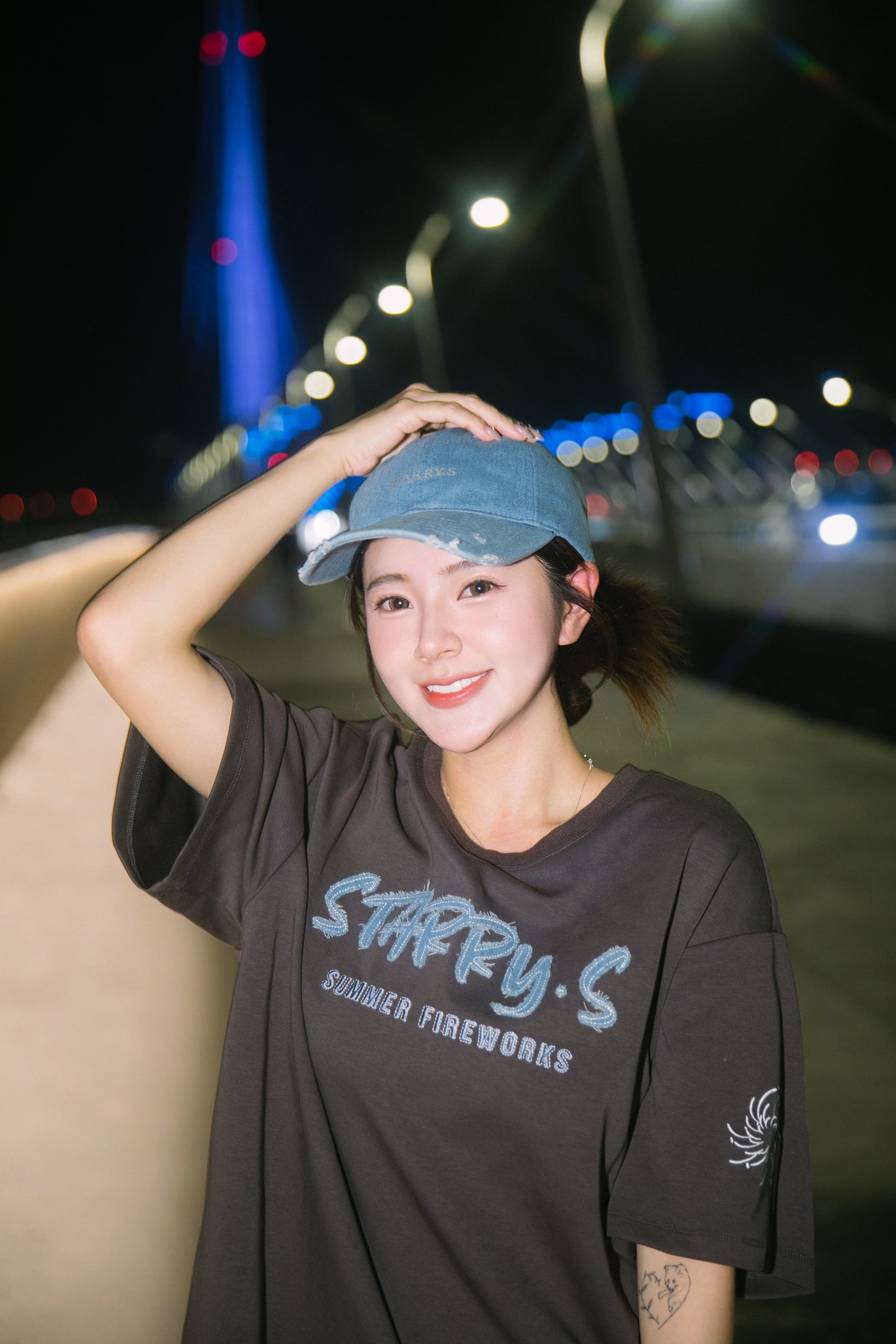 花火－單寧拼布短T SUMMER FIREWORKS DENIM PATCHWORK TEE 深灰