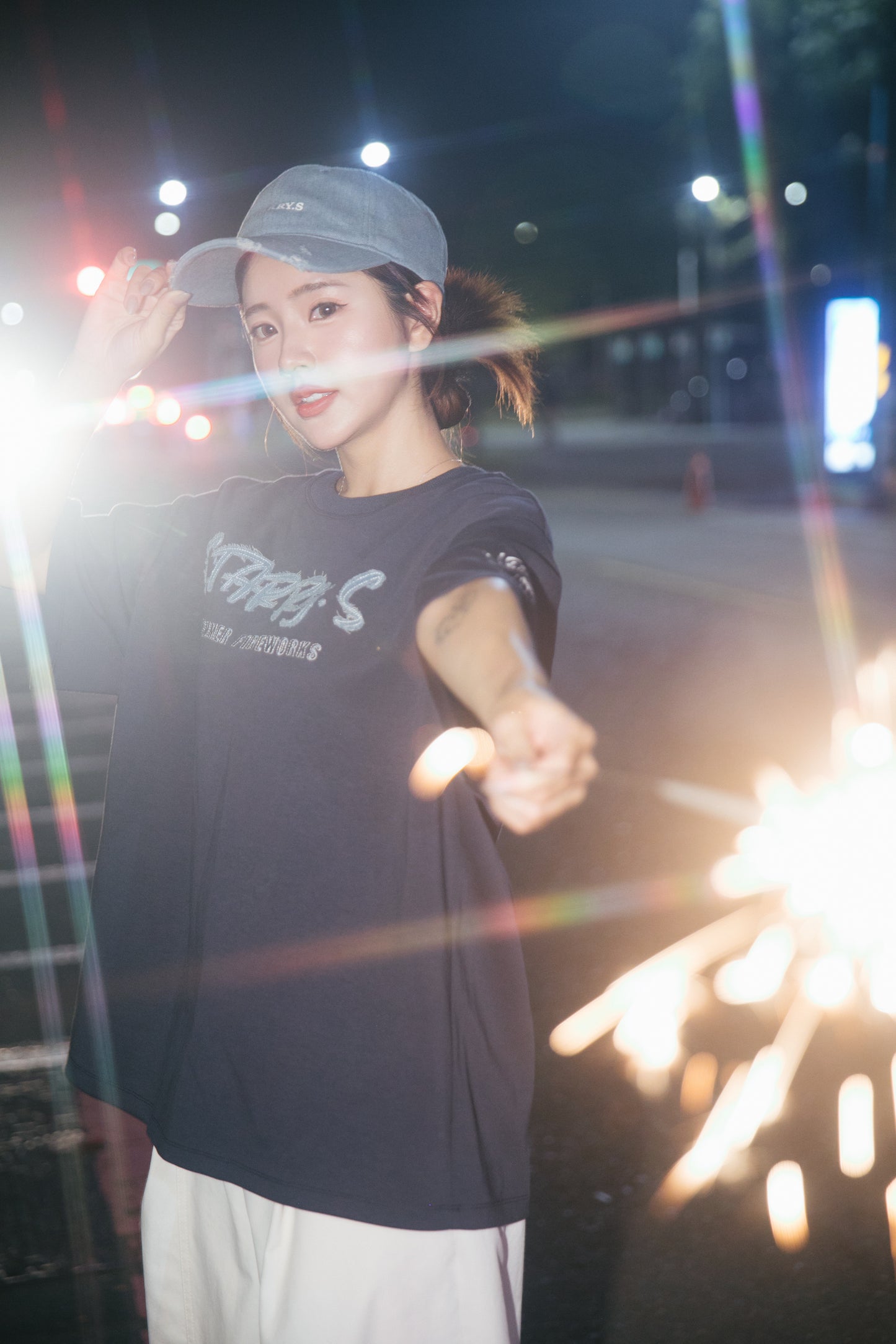 花火－單寧拼布短T SUMMER FIREWORKS DENIM PATCHWORK TEE 單寧藍