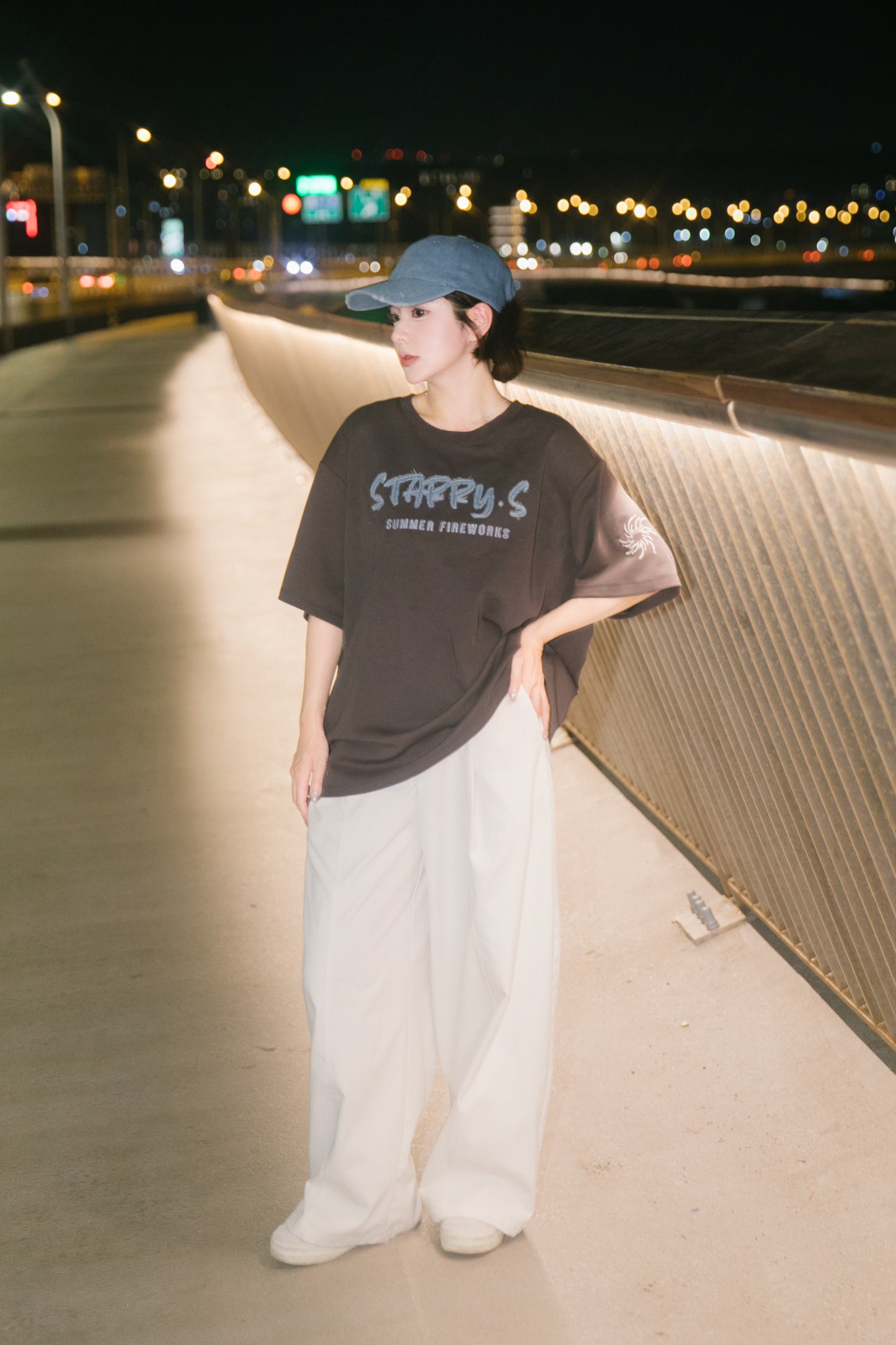花火－單寧拼布短T SUMMER FIREWORKS DENIM PATCHWORK TEE 深灰