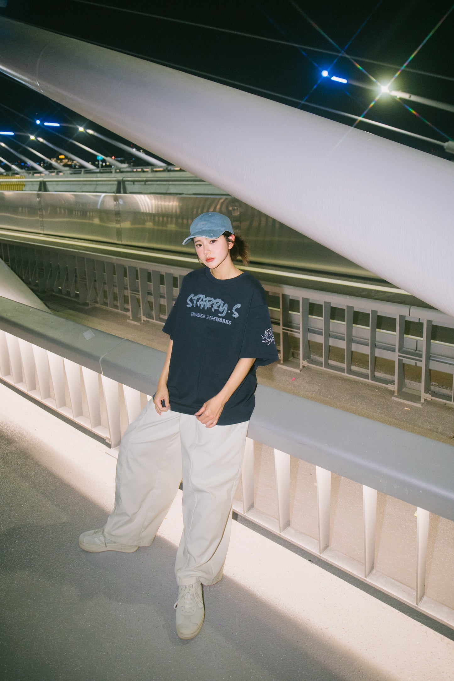 花火－單寧拼布短T SUMMER FIREWORKS DENIM PATCHWORK TEE 單寧藍