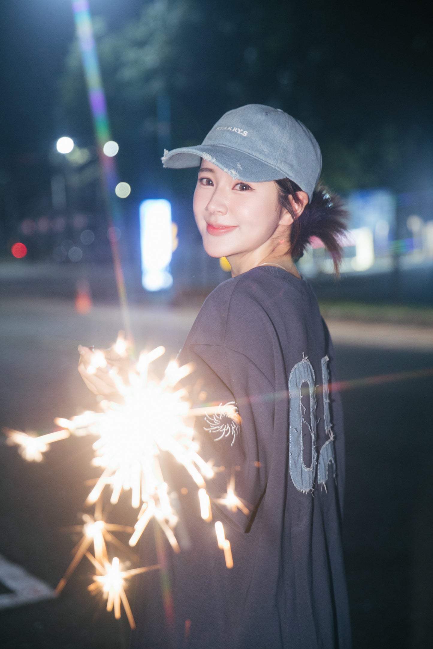 花火－單寧拼布短T SUMMER FIREWORKS DENIM PATCHWORK TEE 單寧藍