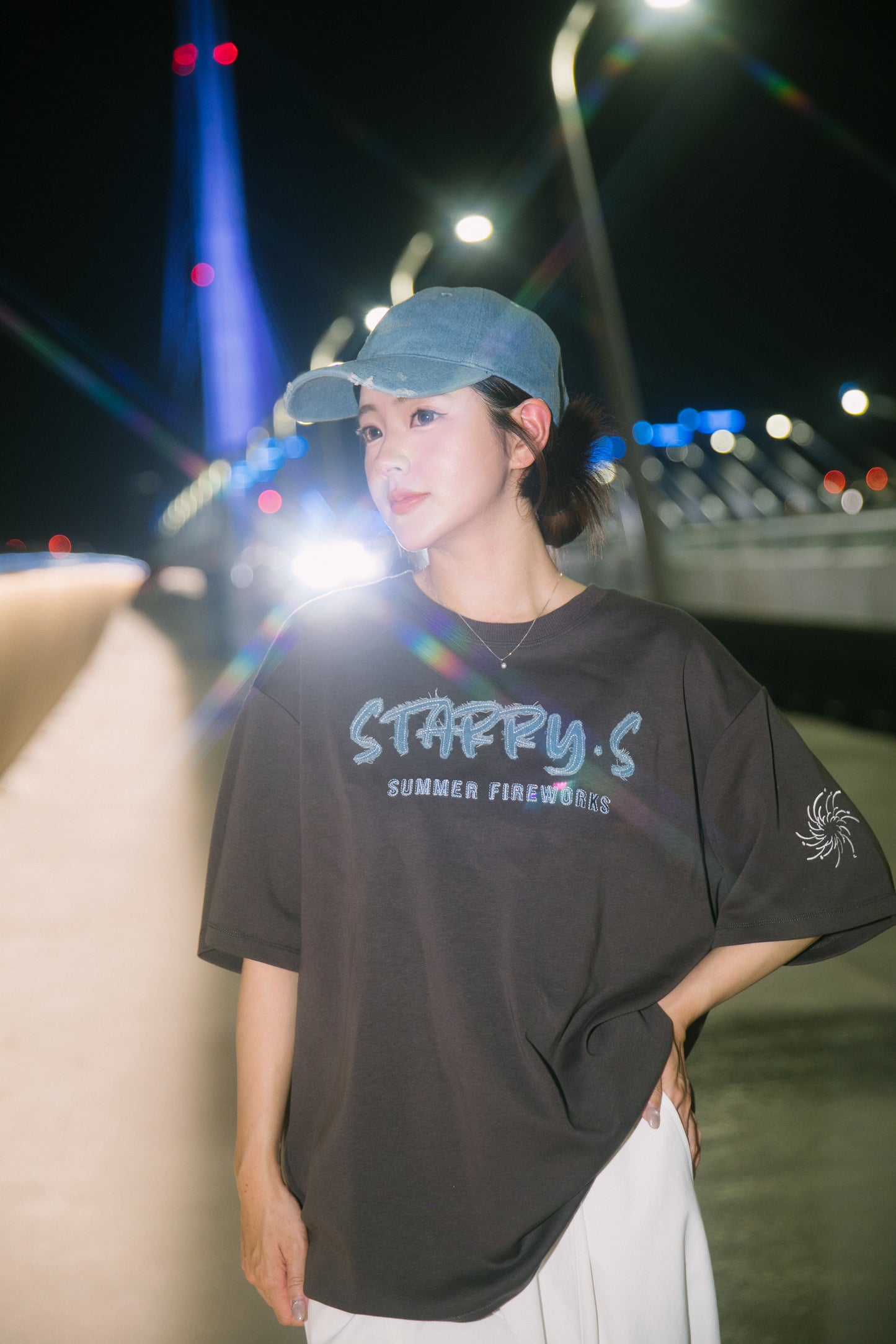 花火－單寧拼布短T SUMMER FIREWORKS DENIM PATCHWORK TEE 深灰