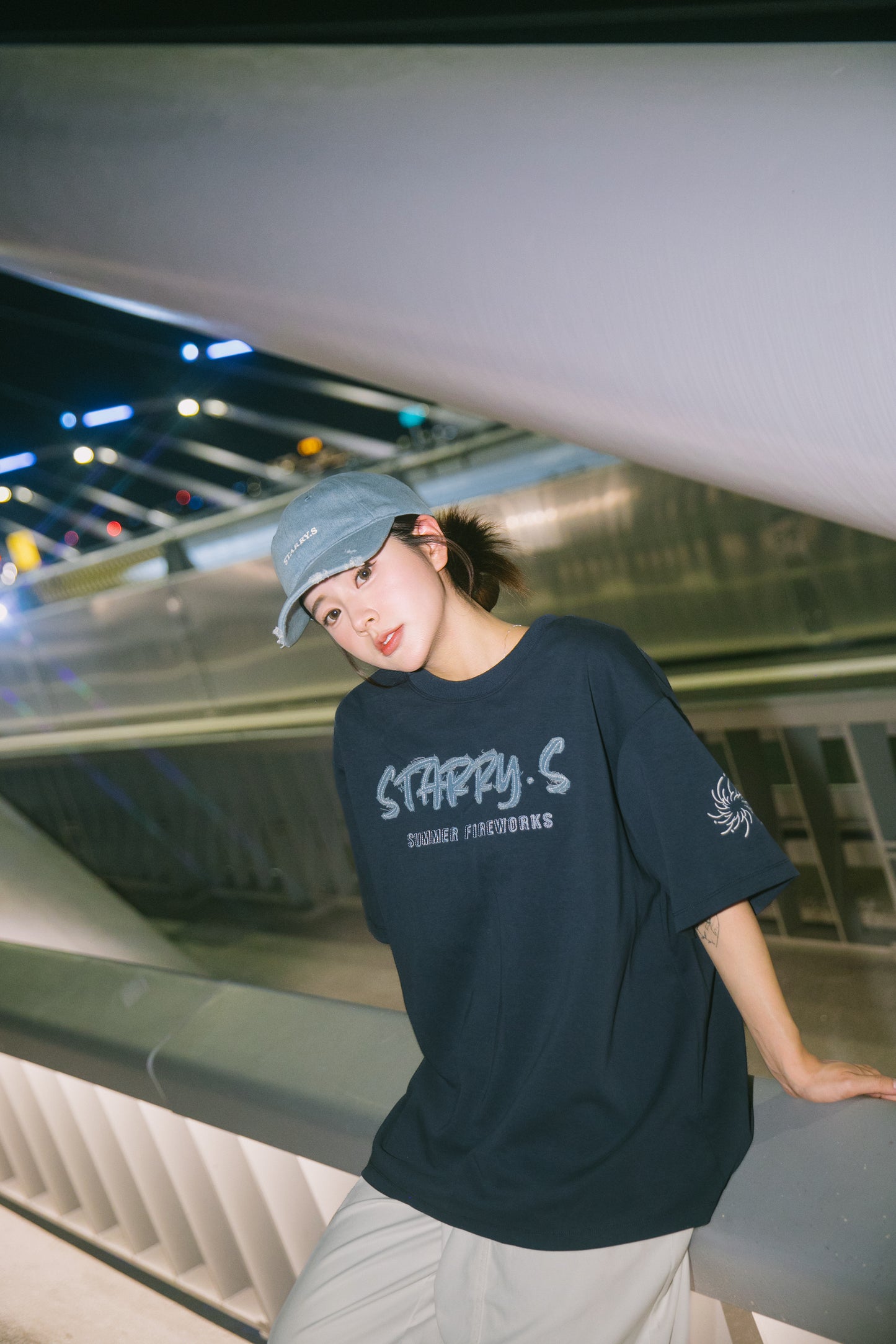 花火－單寧拼布短T SUMMER FIREWORKS DENIM PATCHWORK TEE 單寧藍