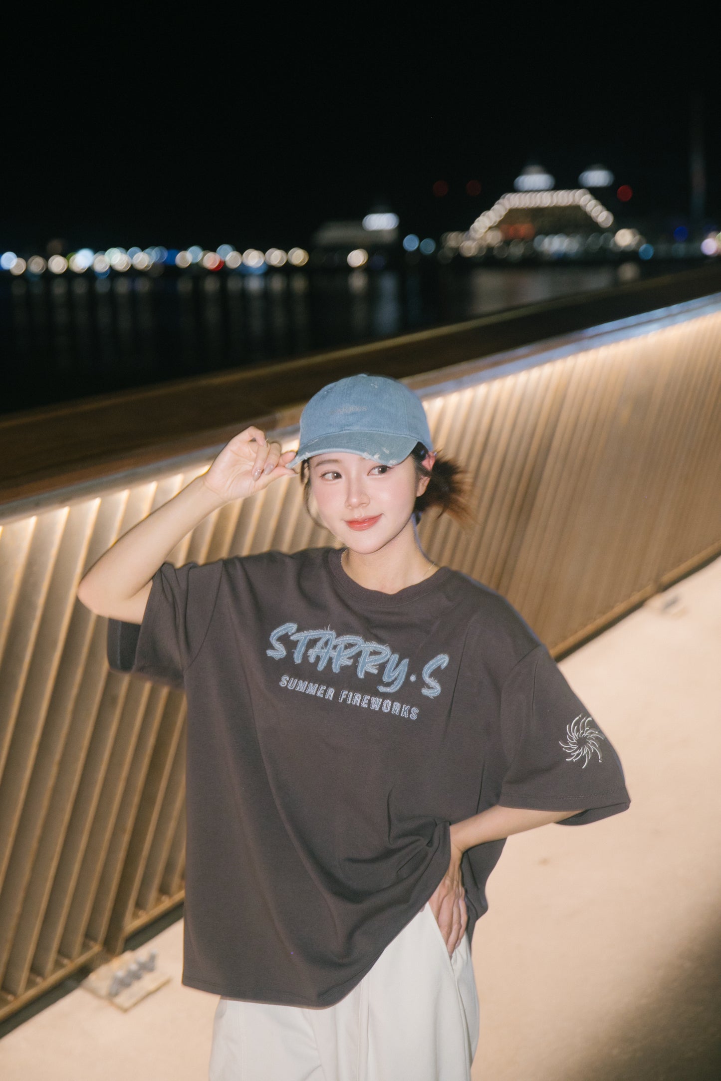 花火－單寧拼布短T SUMMER FIREWORKS DENIM PATCHWORK TEE 深灰