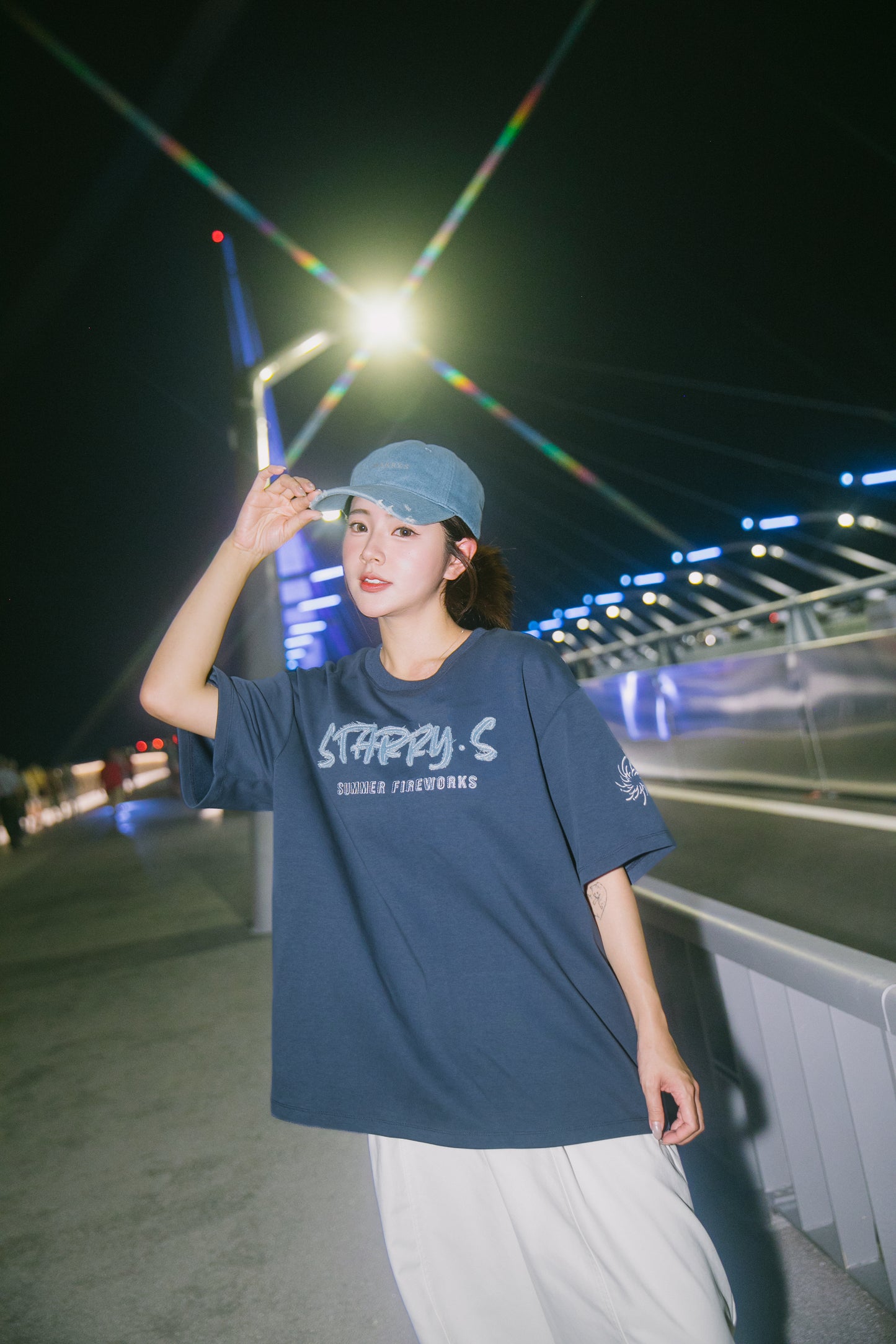 花火－單寧拼布短T SUMMER FIREWORKS DENIM PATCHWORK TEE 單寧藍