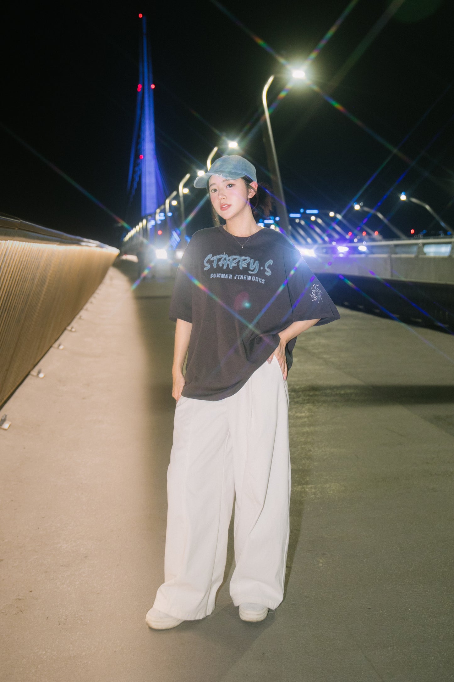 花火－單寧拼布短T SUMMER FIREWORKS DENIM PATCHWORK TEE 深灰