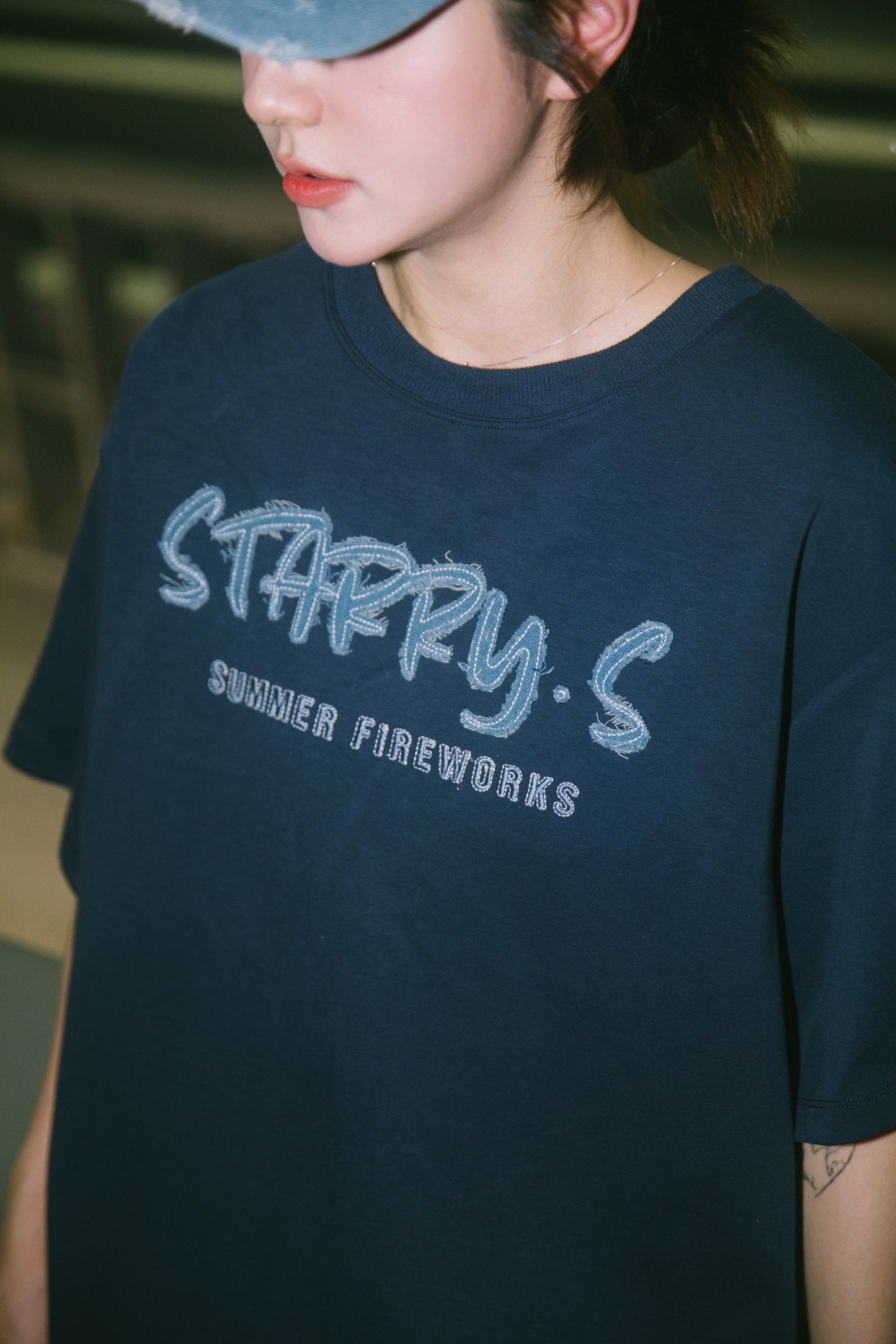 花火－單寧拼布短T SUMMER FIREWORKS DENIM PATCHWORK TEE 單寧藍
