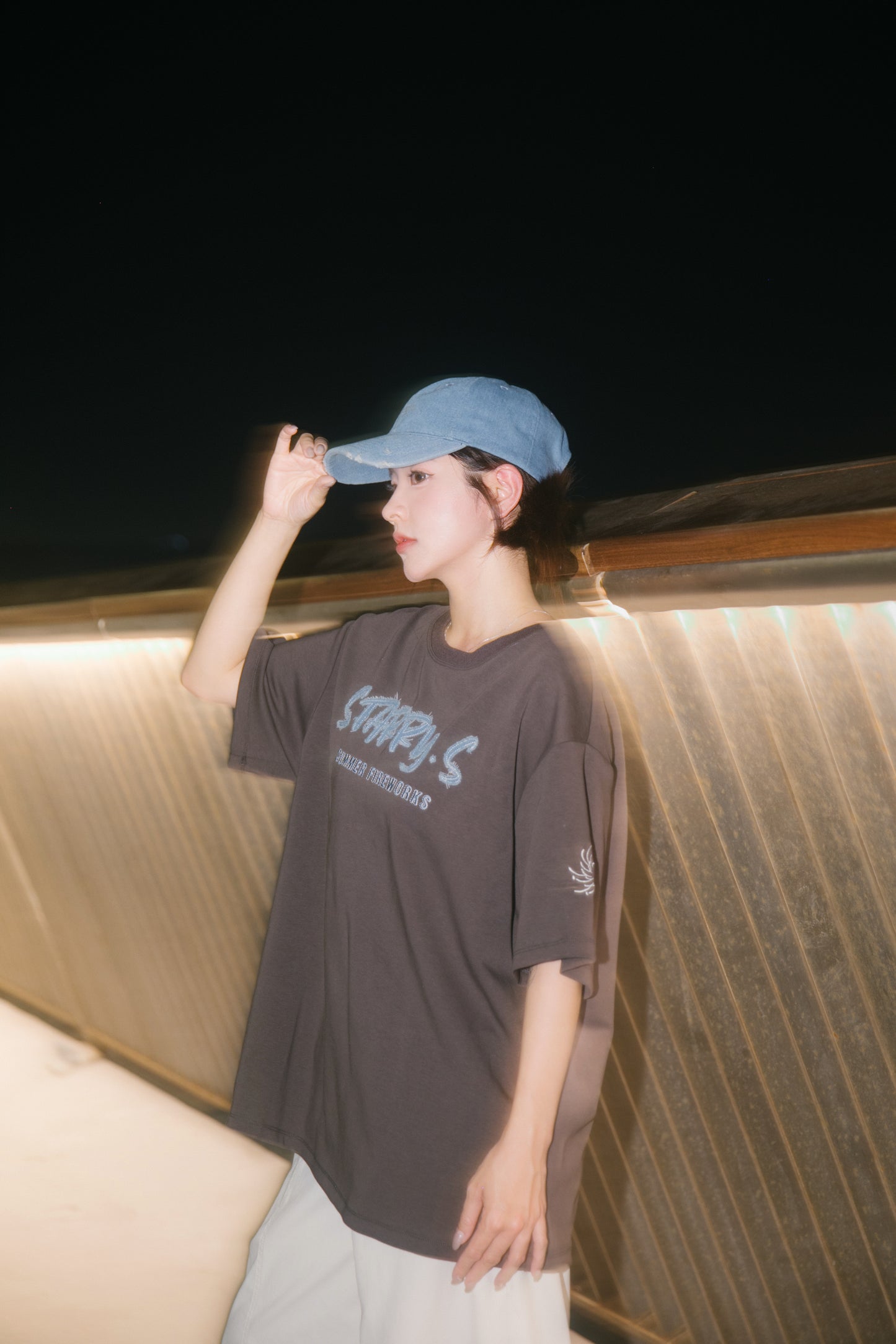 花火－單寧拼布短T SUMMER FIREWORKS DENIM PATCHWORK TEE 深灰
