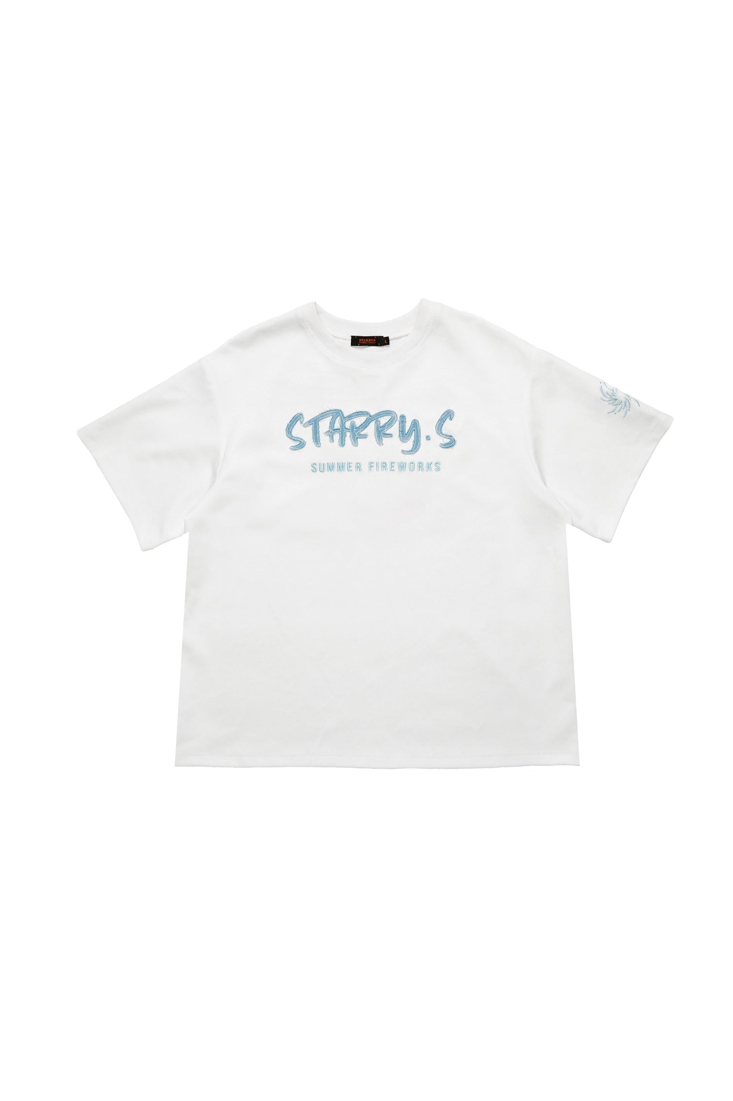 花火－單寧拼布短T SUMMER FIREWORKS DENIM PATCHWORK TEE 白