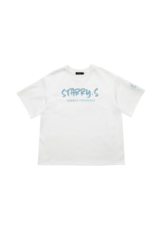 花火－單寧拼布短T SUMMER FIREWORKS DENIM PATCHWORK TEE 白