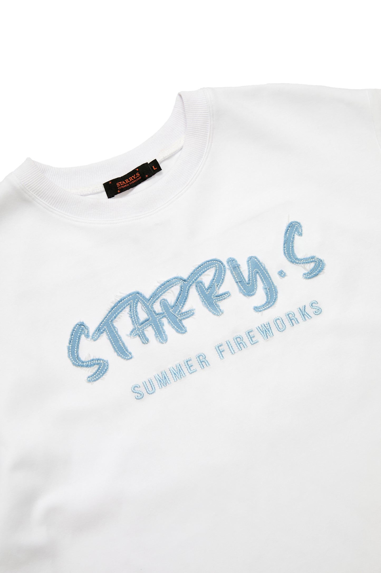 花火－單寧拼布短T SUMMER FIREWORKS DENIM PATCHWORK TEE 白