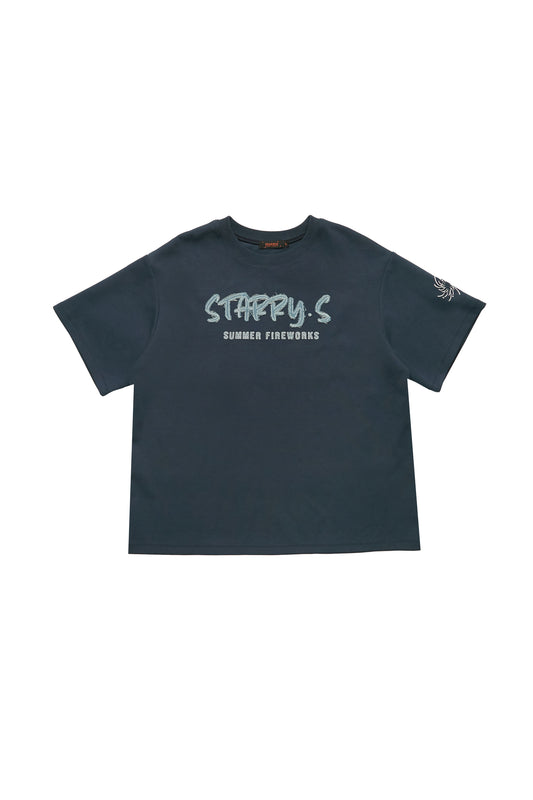 花火－單寧拼布短T SUMMER FIREWORKS DENIM PATCHWORK TEE 單寧藍