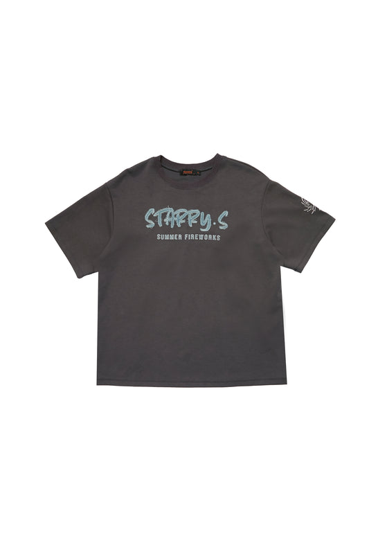 花火－單寧拼布短T SUMMER FIREWORKS DENIM PATCHWORK TEE 深灰