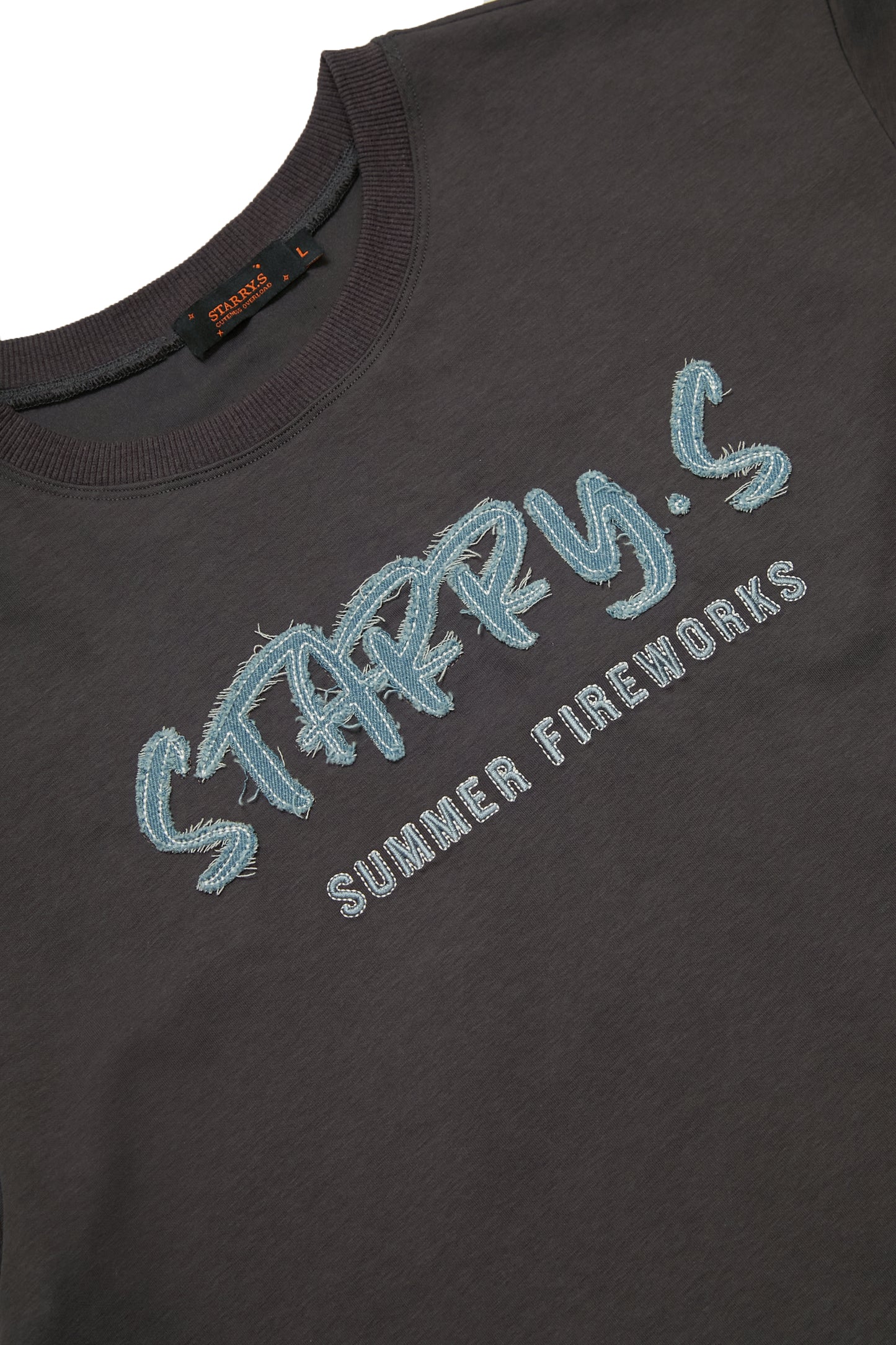 花火－單寧拼布短T SUMMER FIREWORKS DENIM PATCHWORK TEE 深灰