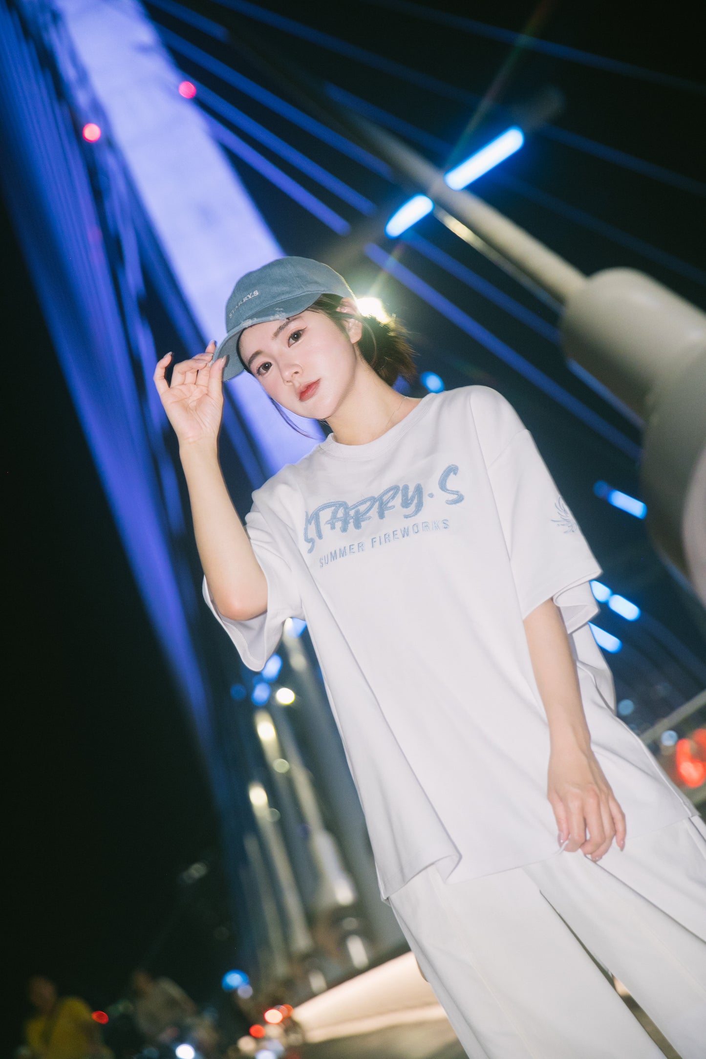 花火－單寧拼布短T SUMMER FIREWORKS DENIM PATCHWORK TEE 白