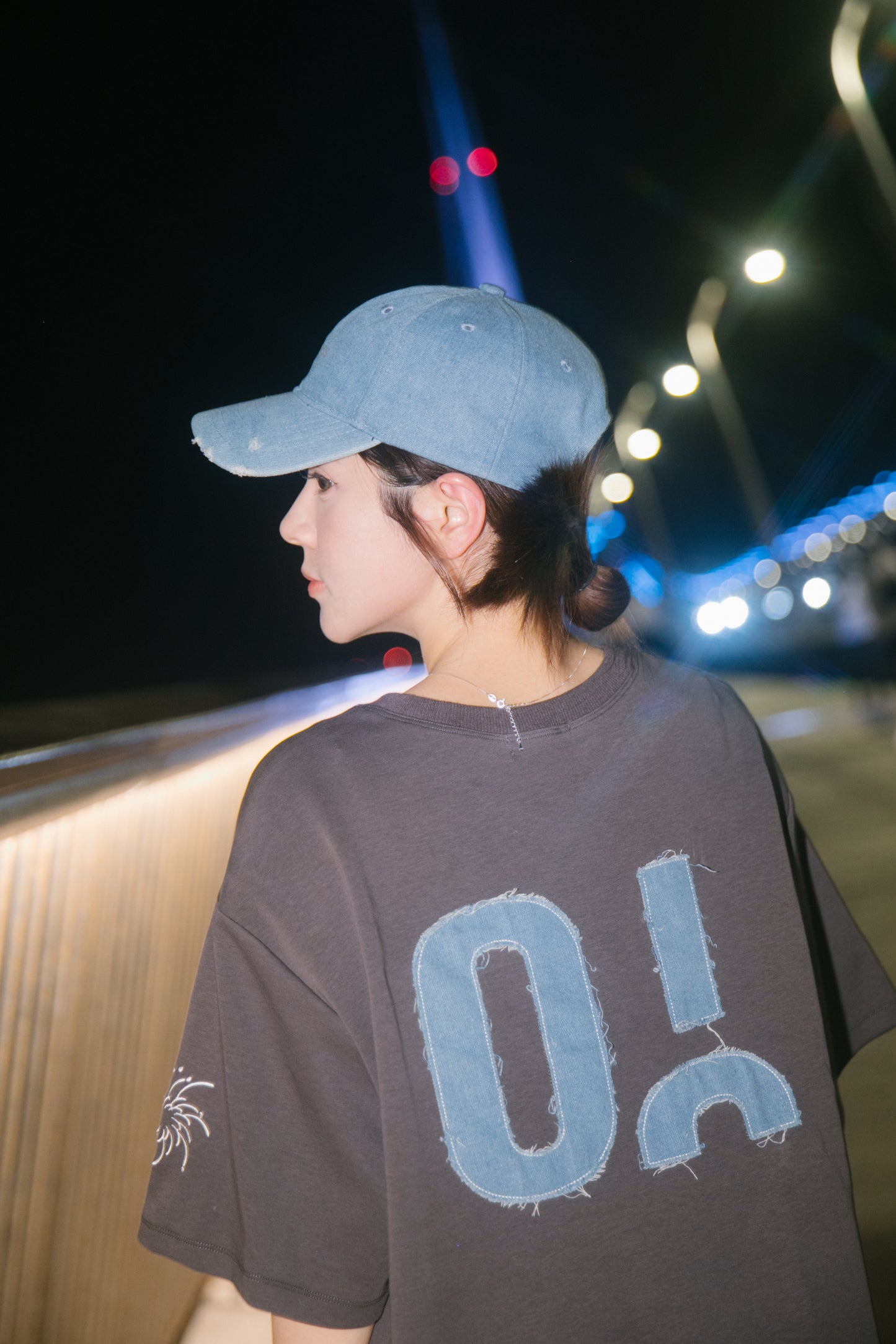花火－單寧拼布短T SUMMER FIREWORKS DENIM PATCHWORK TEE 深灰
