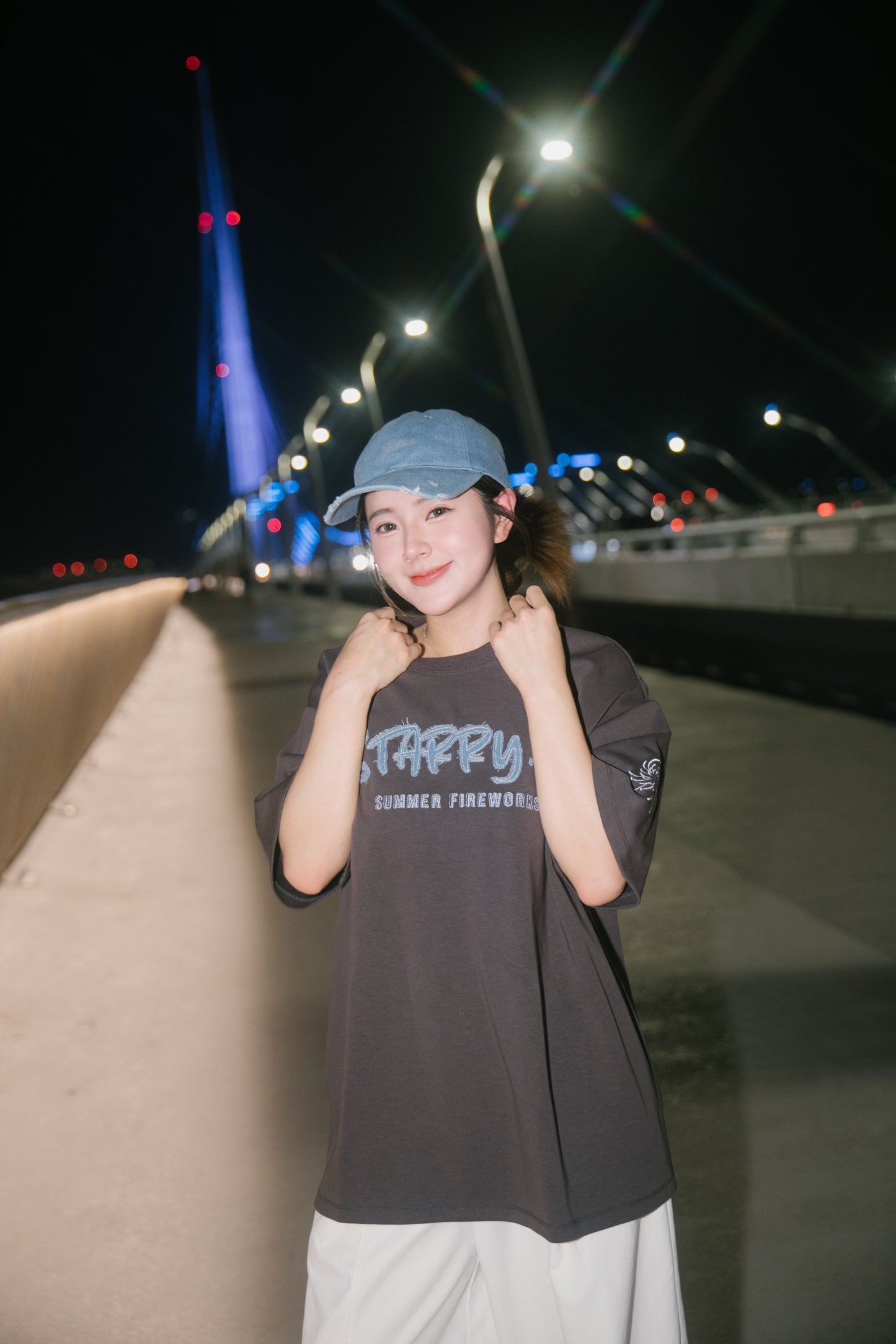 花火－單寧拼布短T SUMMER FIREWORKS DENIM PATCHWORK TEE 深灰