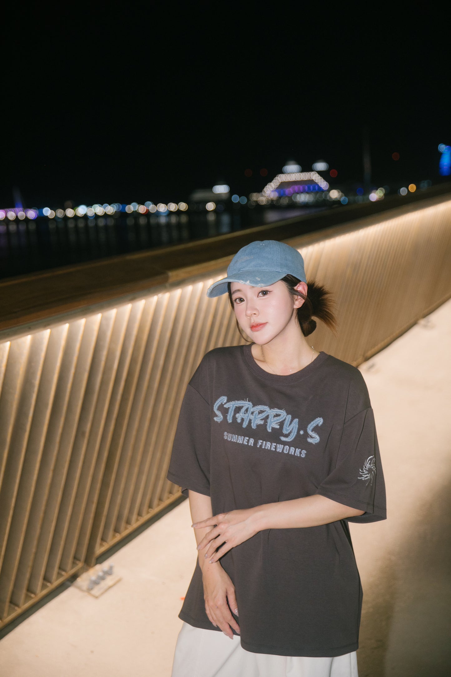 花火－單寧拼布短T SUMMER FIREWORKS DENIM PATCHWORK TEE 深灰